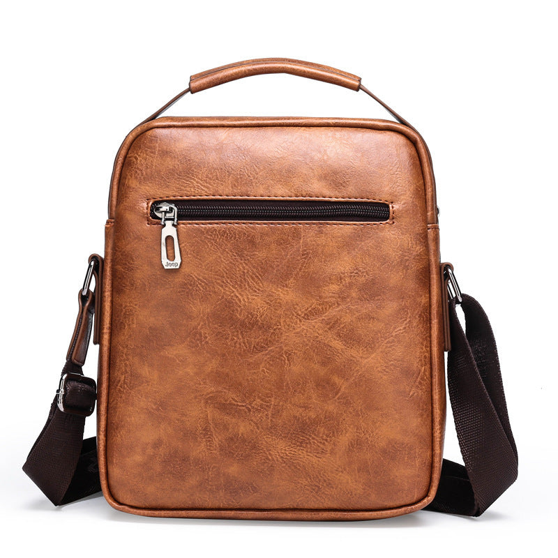 Retro Mens Document Messenger Bag In Synthetic Leather With Single Shoulder Strap Vertical Square Shape Brown Or Black