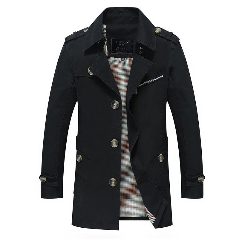 Casual Black Slim Fit Cotton Side Seam Sidekick Single-breasted Jacket