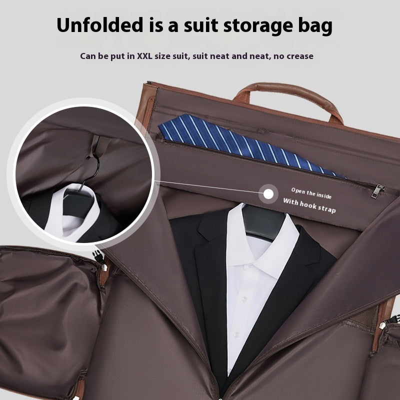 Waterproof PU Leather Travel Suit Bag For Men For Business Trips Durable European Style