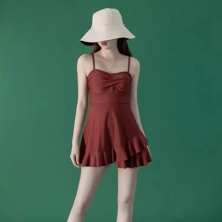 New Travel One-piece Skirt Swimsuit Women's Pure Desire Style