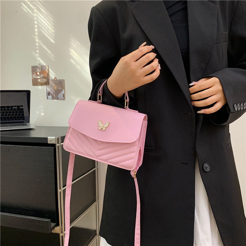 Four Seasons Trendy Joker Womens PU Leather Bow Accent Horizontal Square Tote Bag In Multiple Colors