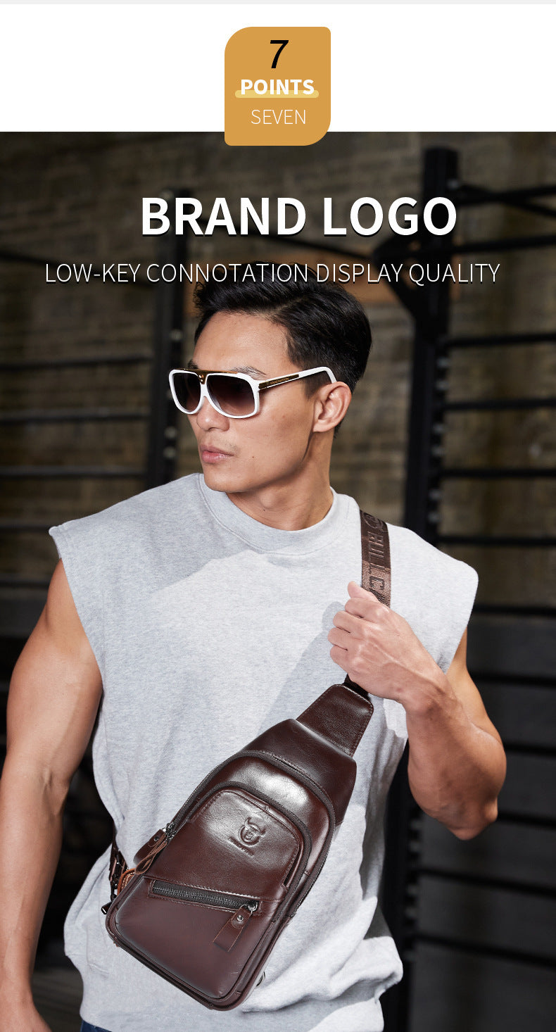 Bull Captain Genuine Leather Mens Shoulder Crossbody Bag Large Capacity First Layer Cowhide Breathable Waterproof