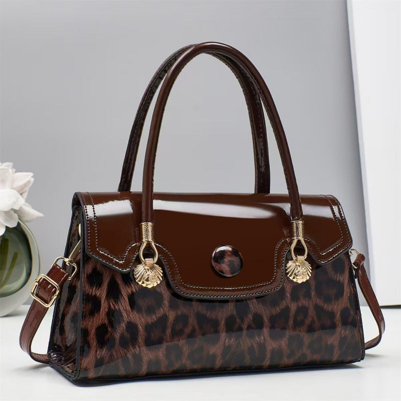 Glossy Leopard Print Patent-Look Crossbody Bag – Urban Shoulder Bag | 6 Colors