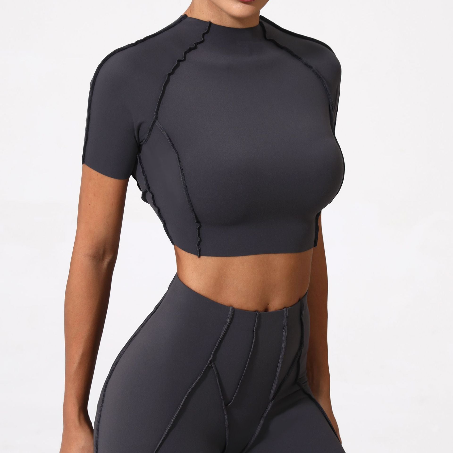 New Yoga Wear Women Without Chest Pad Flattering Short Sleeve Top