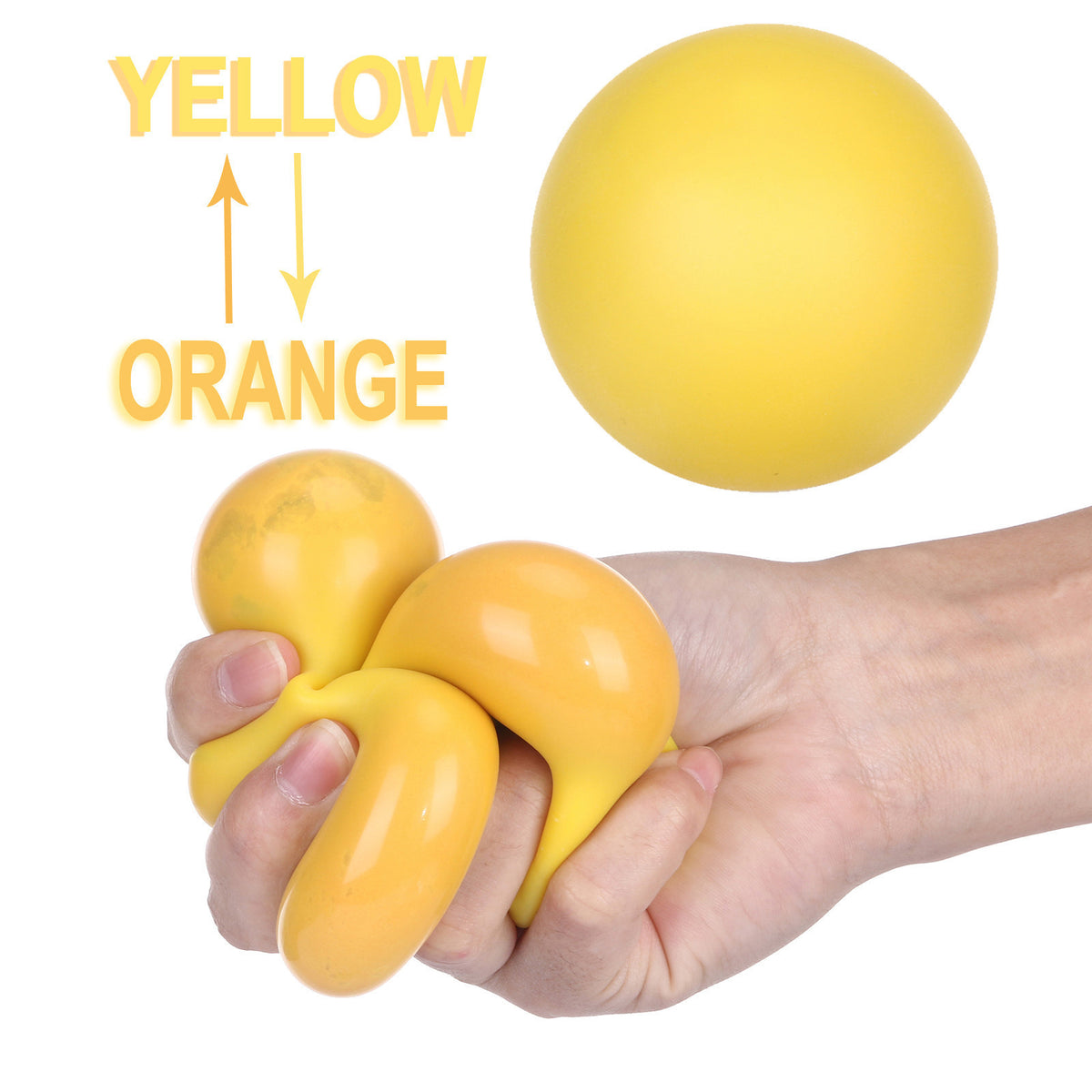 Color-changing TPR rubber vent ball set, yellow ball and orange/yellow balls held