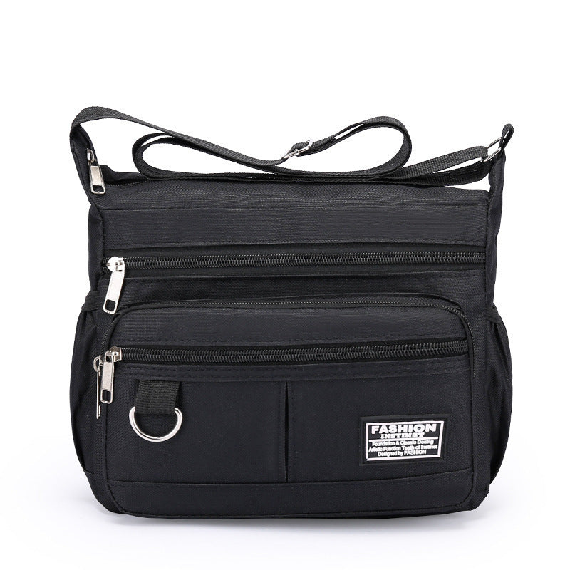 Mens Outdoor Multi Layer Zipper Messenger Bag Nylon For Daily Use Street Trend Black Blue Green Gray