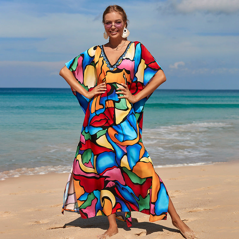 Rayon Print Bikini Swimsuit Cover Up Sun Shirt