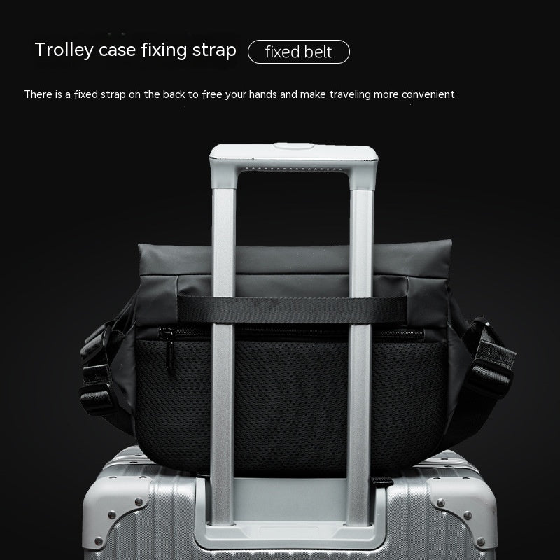 Mens Fashion Casual Crossbody Bag Mechanical Style Design PVC Material Lined with Polyester and Sewing Thread