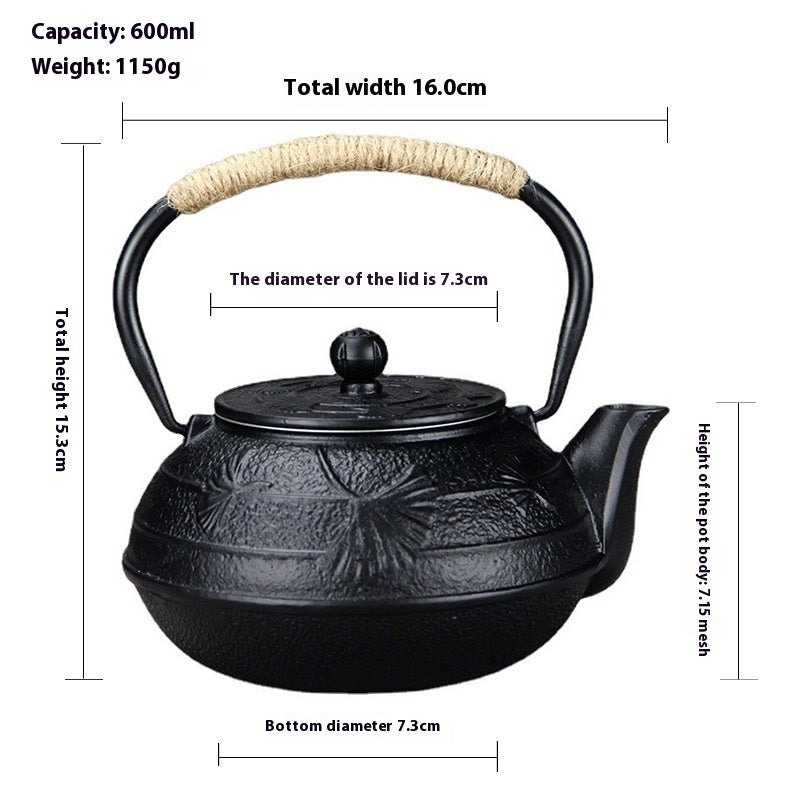 600ml Kettle Teapot With Tea Filter Assorted Designs Cast Iron Style Tea Set For Stove Top