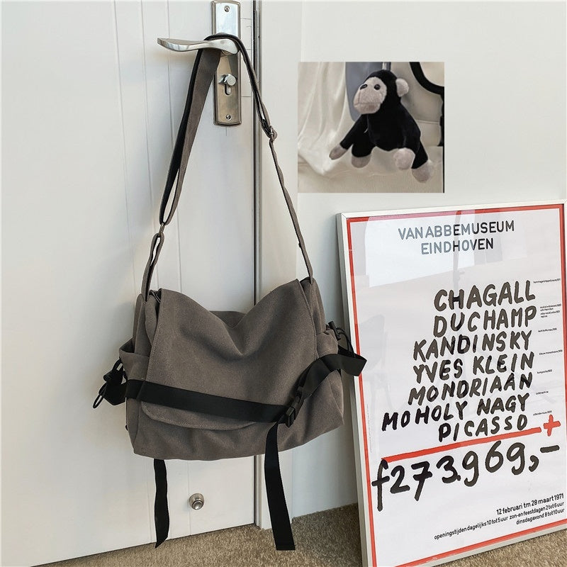 Mens Large Capacity Messenger Bag For Casual Student Book And Travel Shoulder Bag Canvas Lining