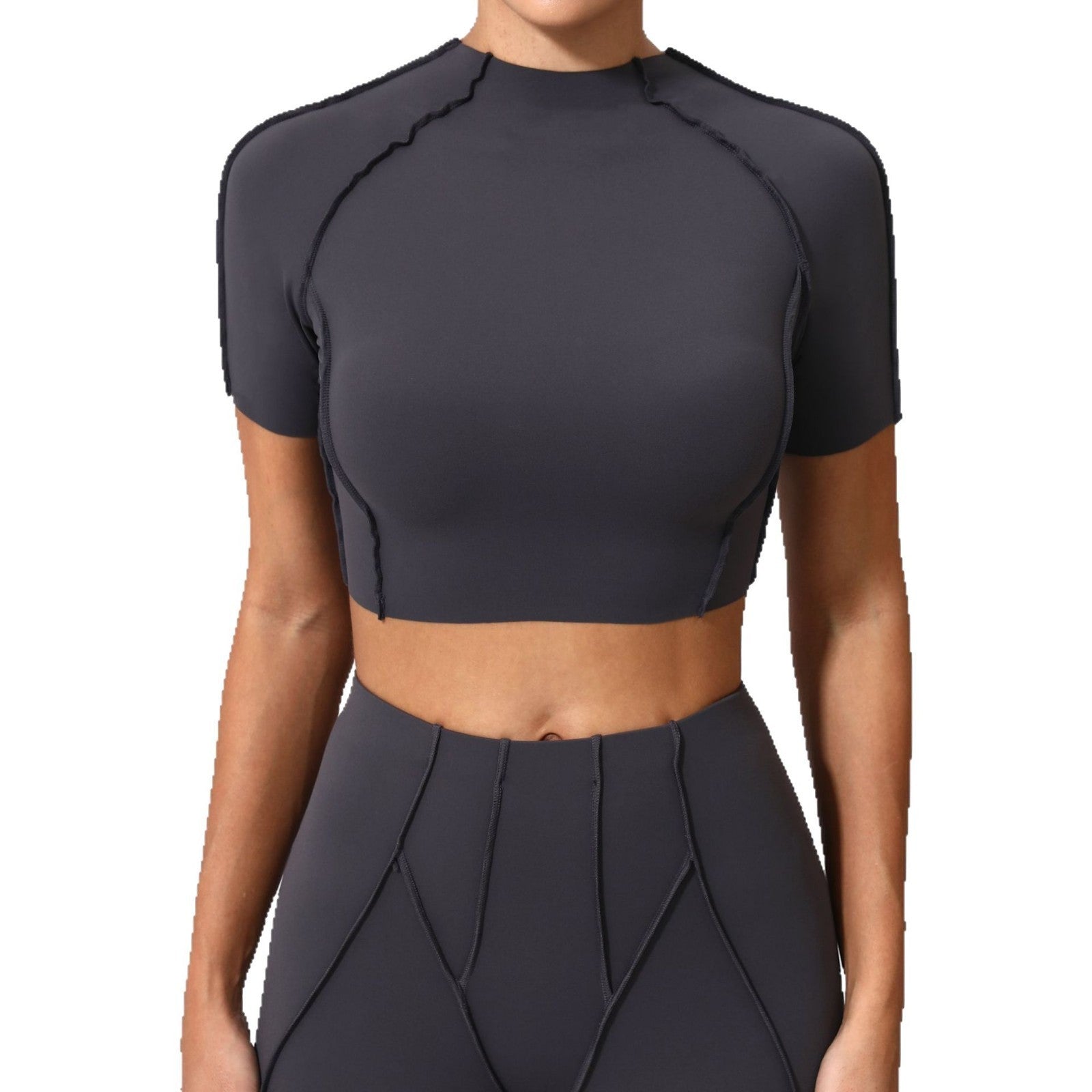 New Yoga Wear Women Without Chest Pad Flattering Short Sleeve Top