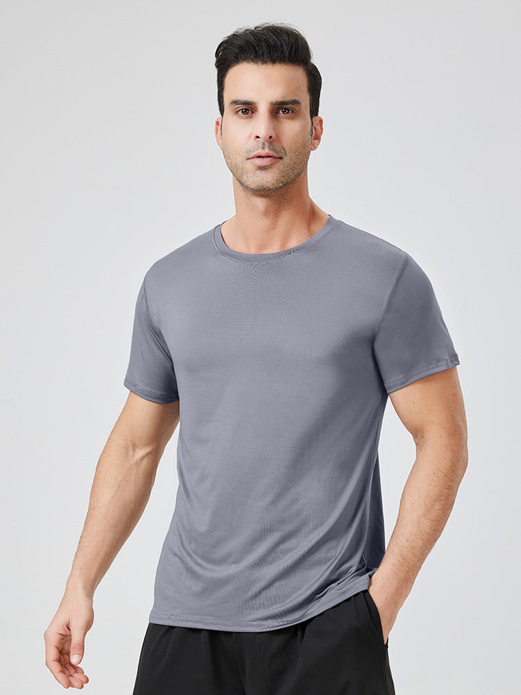 Mens Loose Fit Milk Silk Training T Shirt For Running And Gym Fitness Wear Breathable Moisture Wicking Athletic