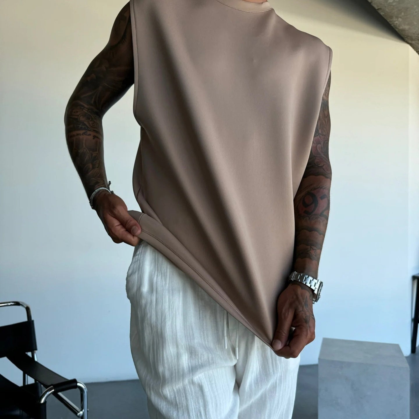 Summer New Men's Trousers Vest Suit