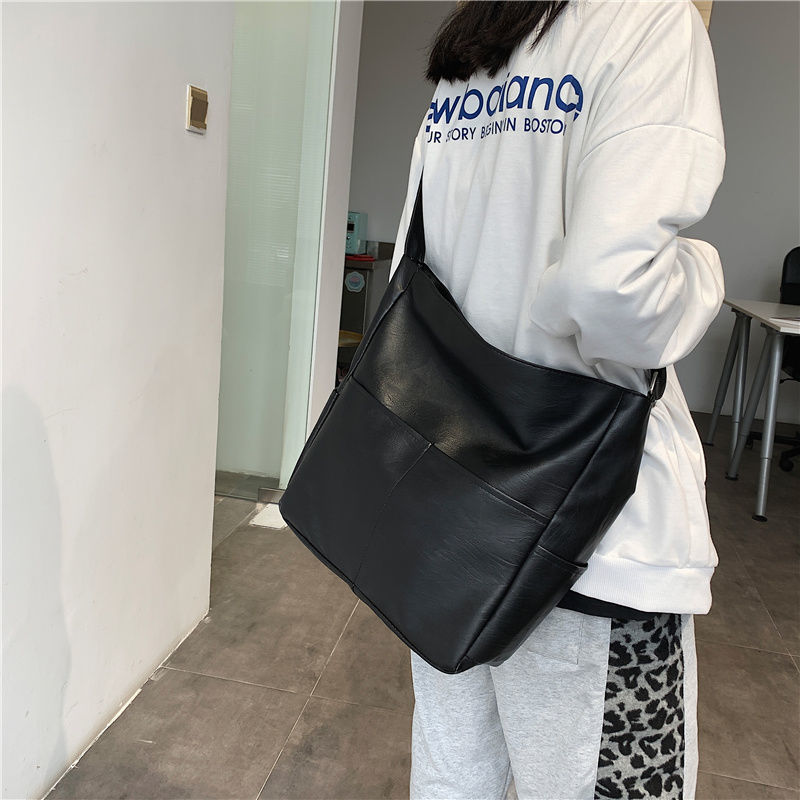 Trendy Cool Mens Crossbody Large Capacity Corduroy Black Casual Shoulder Bag for Business Travel