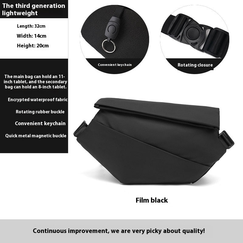 Charcoal Black Crossbody Multifunctional Sports Fitness Chest Bag for Travel and Everyday Use