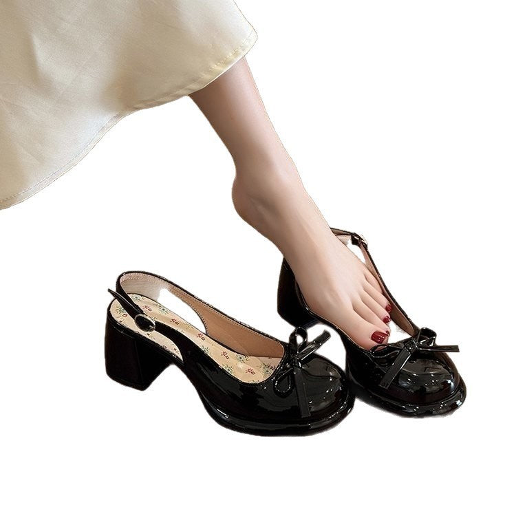 Elegant Bow Satin Slingback Sandals - Women's Summer High Heels