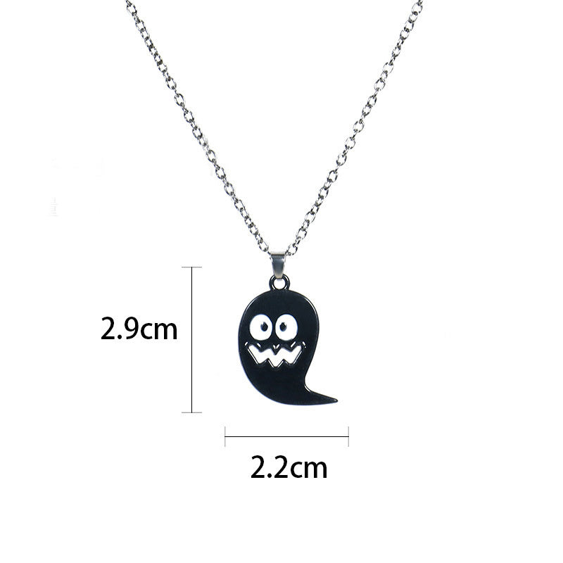 Halloween Gothic Skull Bat Pumpkin Pendant Necklace - Spooky Jewelry
