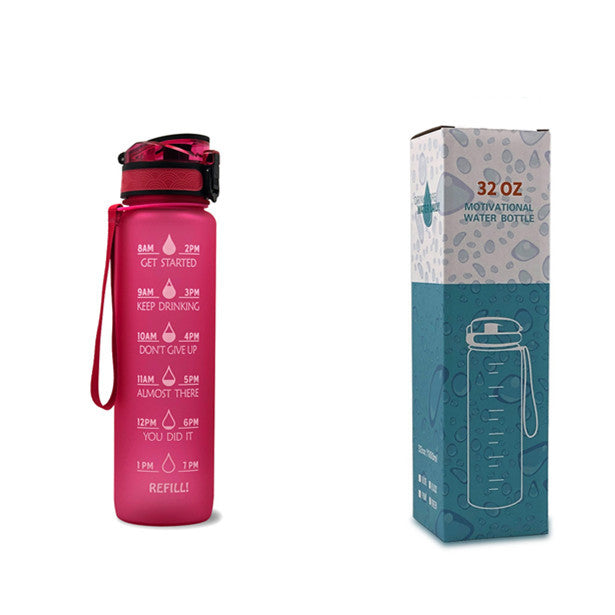 1L Motivational Water Bottle with Time Markers - Tritan Sports Bottle