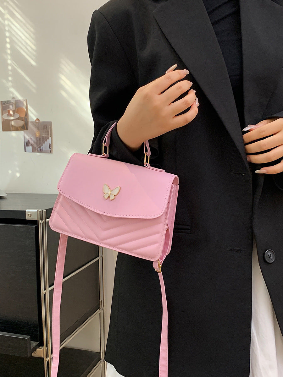 Four Seasons Trendy Joker Womens PU Leather Bow Accent Horizontal Square Tote Bag In Multiple Colors