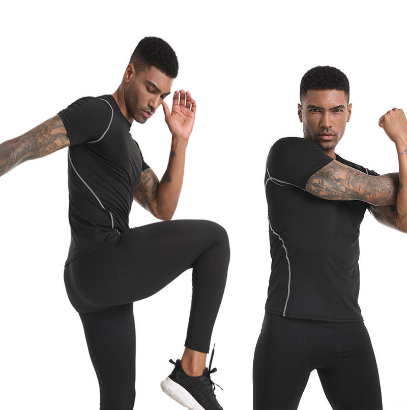 Men's Tight Fit Short Sleeve Basketball Workout Shirt for Running Fitness and Cycling with Polyester Lining