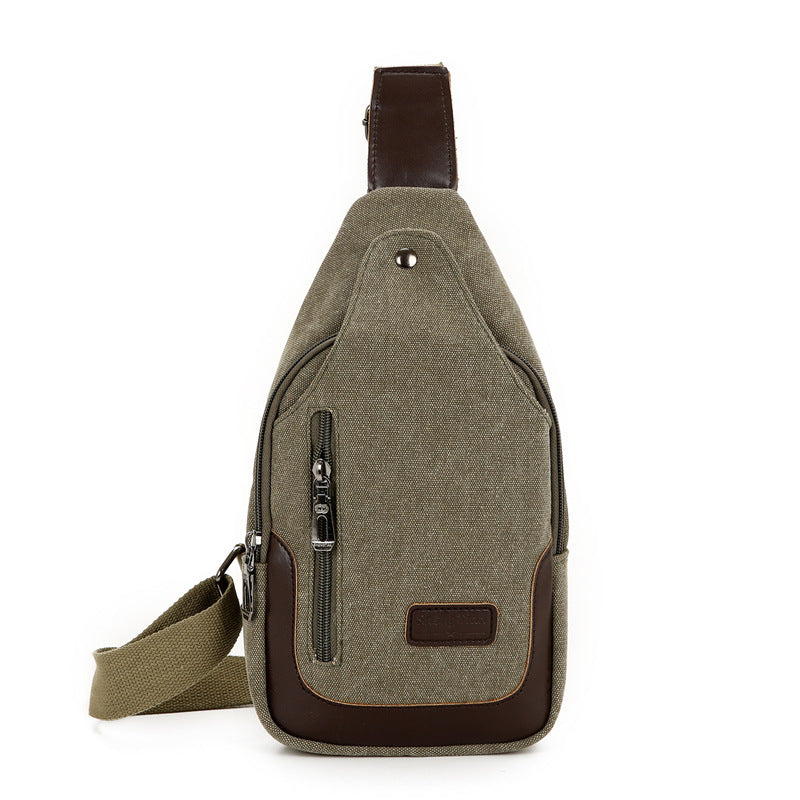 Wear Resistant Large Capacity Canvas Crossbody Chest Bag For Travel 17x7x30 cm Blue Black Brown Army Green Khaki
