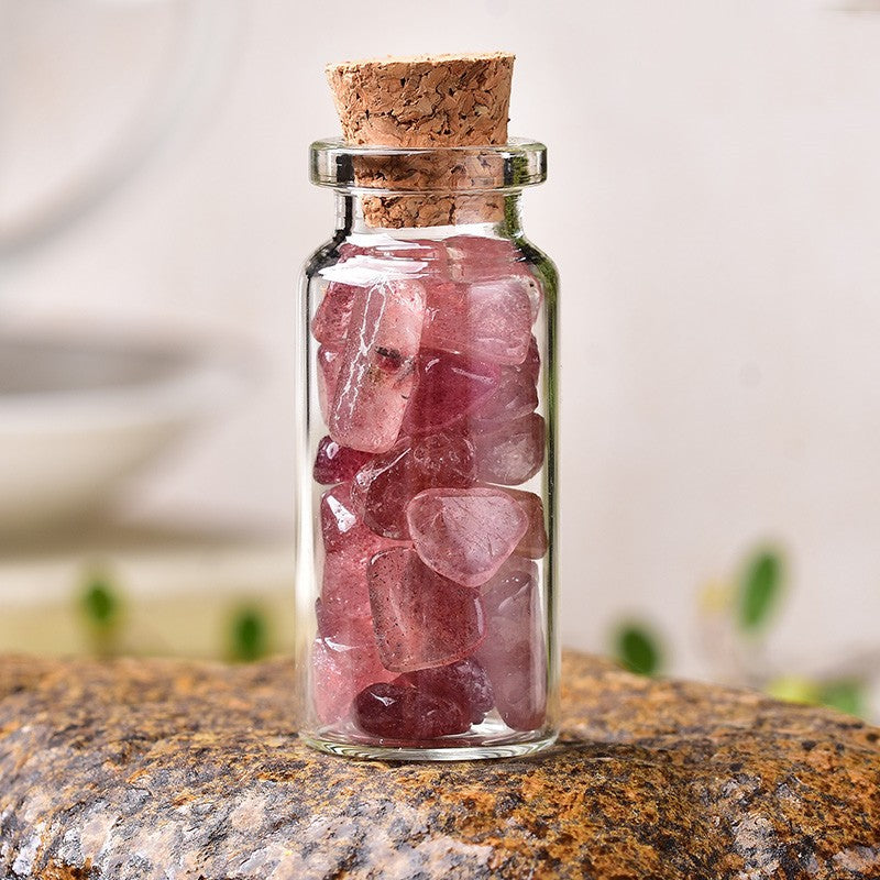 Natural Crystal Gravel Wishing Bottle – Cylinder Glass Bottle | 19 Crystals & 5 Sizes