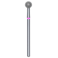Diamond nail drill bit, 5mm ball head, silver shank, pink-red collar, STALEKS™