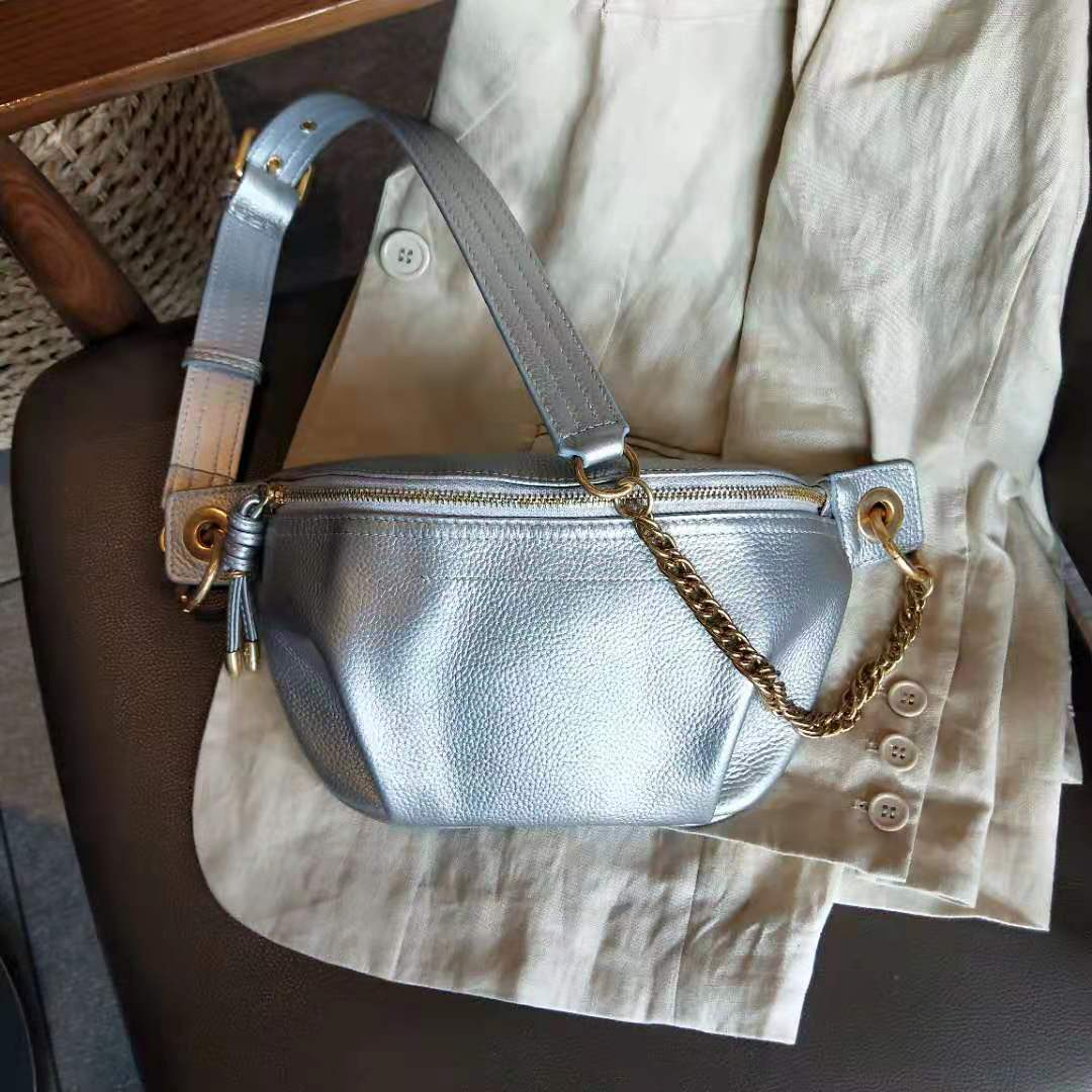 New Fashion Trendy Genuine Top Layer Cow Leather Messenger Bag With Wide Shoulder Strap For Daily Use Horizontal