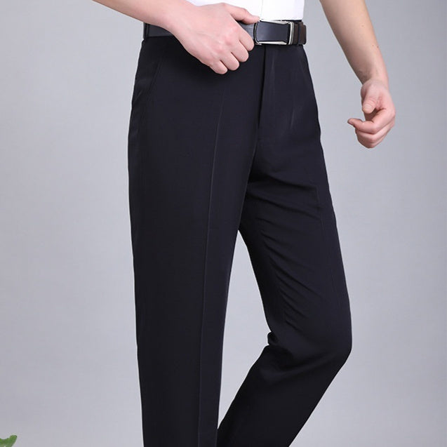 Men's Mulberry Silk Business Suit Pants - Wrinkle-Free Straight Leg