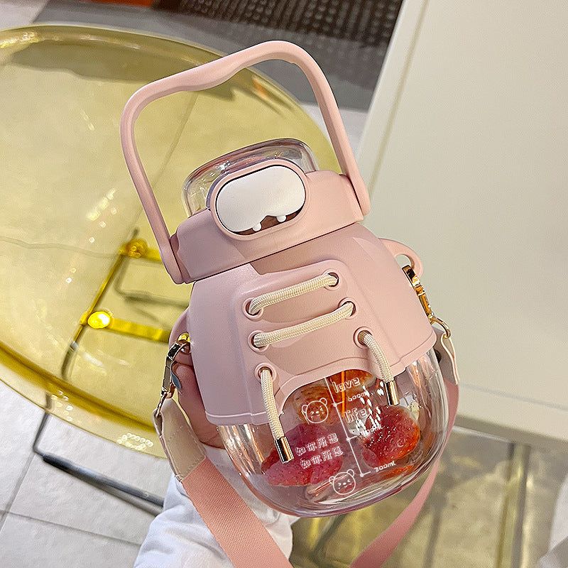 Sports Water Bottle Cup with Backstrap Rope PC Material 1200ml 1700ml 2200ml Korean Version