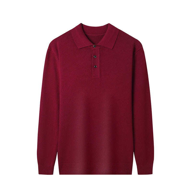 Men's Sweater Polo Collar Solid Color Fashion Ordinary