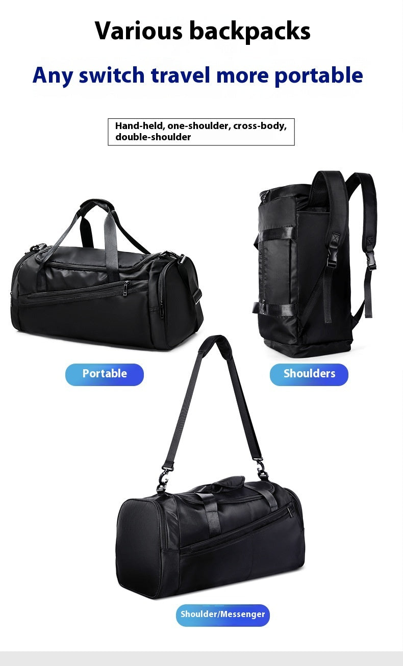 Mens Large Capacity Travel Dry Wet Separation Fitness Sports Training Portable Messenger Bag Nylon Black