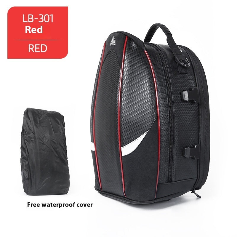 Multifunctional Motorcycle Hard Shell Rear Seat Messenger Bag EVA Oxford Cloth 37x21x17cm Red Black