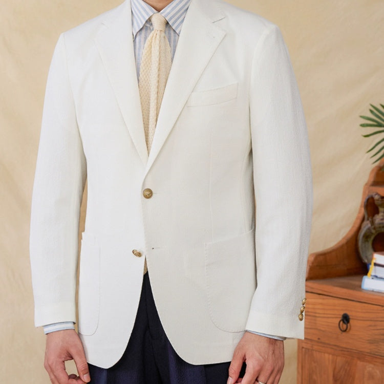 Seersucker All-match Single-breasted Slim-fitting Suit