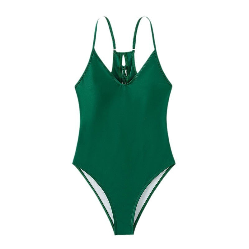 High Waist Triangle Swimwear One-piece Back Lace-up