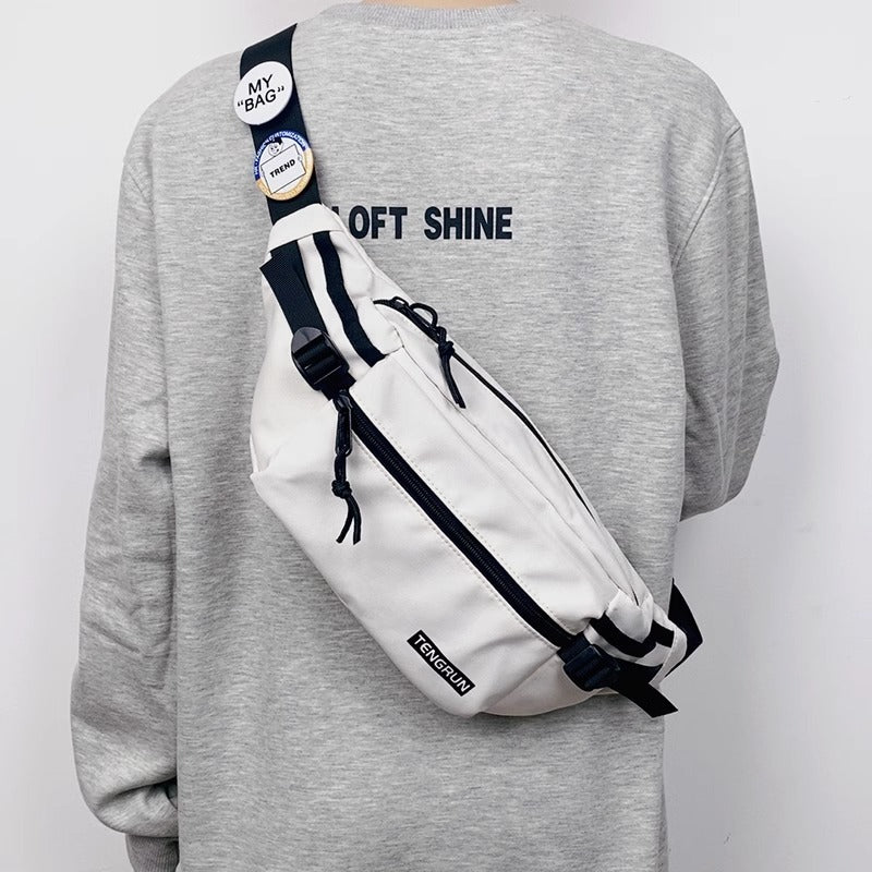 Trendy Chest Bag for Men One Shoulder Waist Pack Oxford Cloth Durable Sport Crossbody Bag