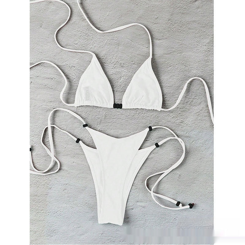 Simple Women's Seperated Swimwear Lace-up Exposed Back