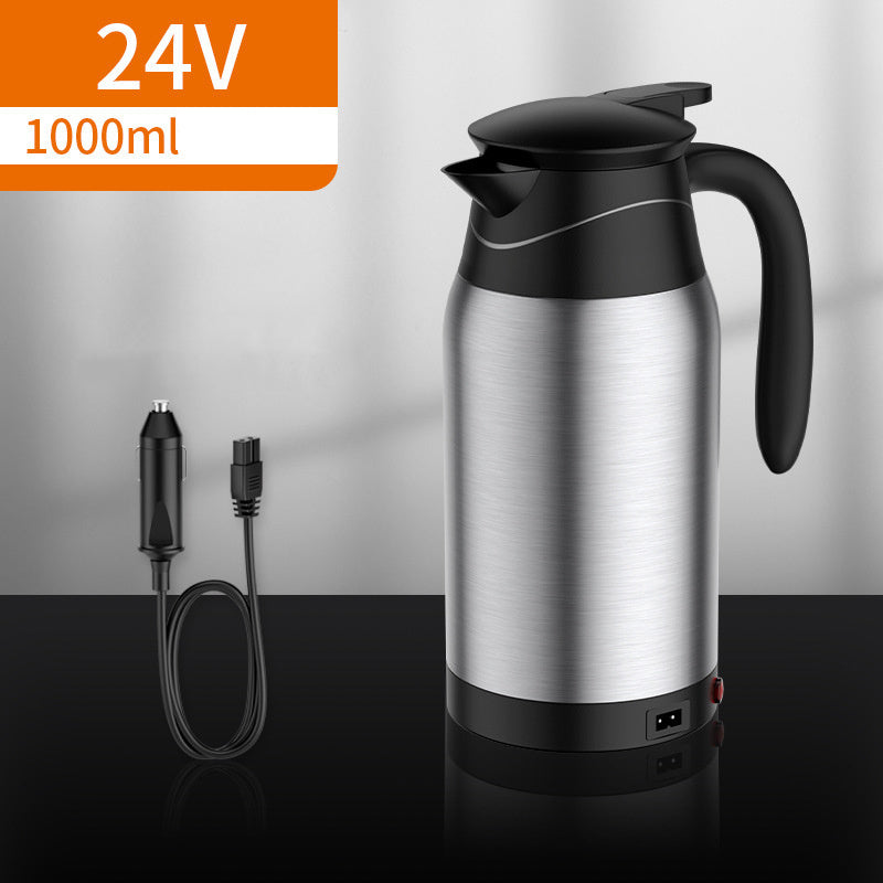 YT1000L Car Mounted Electric Kettle 1000ml Stainless Steel SUS304 With PC Lid For 12V Vehicle Use And Travel