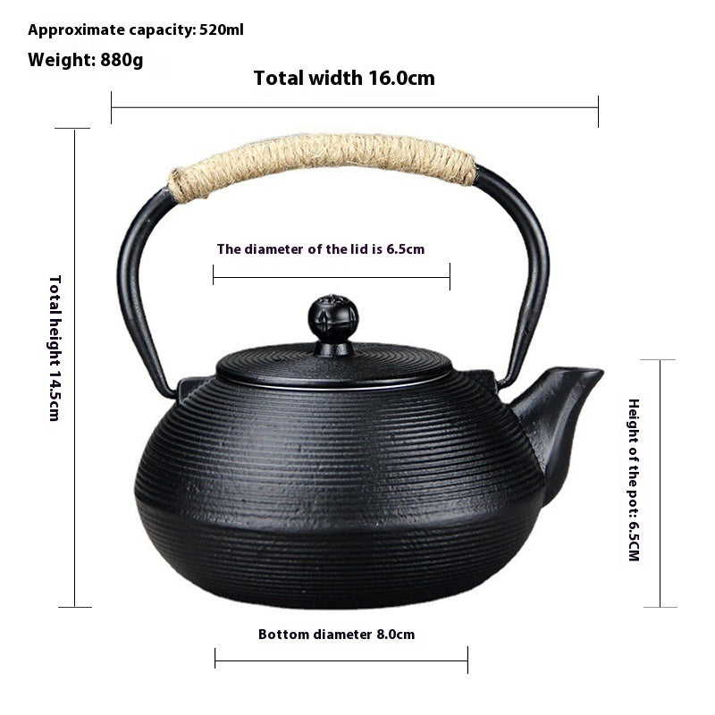 600ml Kettle Teapot With Tea Filter Assorted Designs Cast Iron Style Tea Set For Stove Top