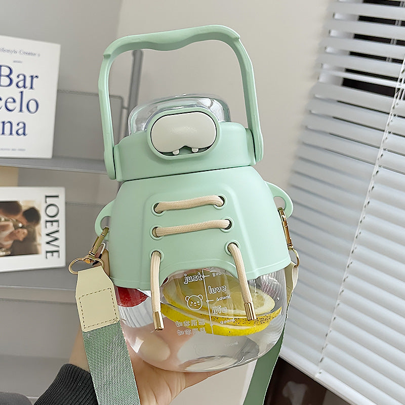 Sports Water Bottle Cup with Backstrap Rope PC Material 1200ml 1700ml 2200ml Korean Version