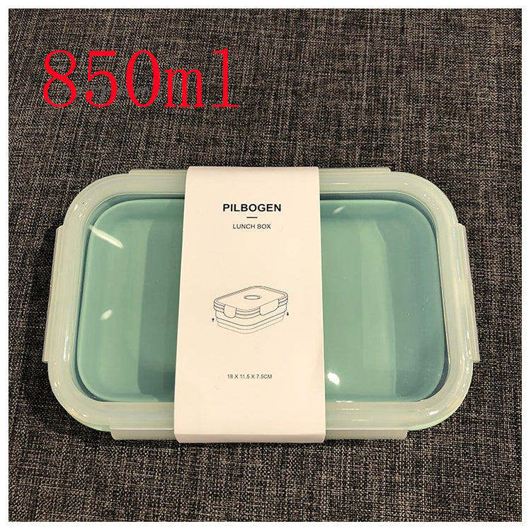 Light green silicone lunch container set, 850 mL, with snap lids