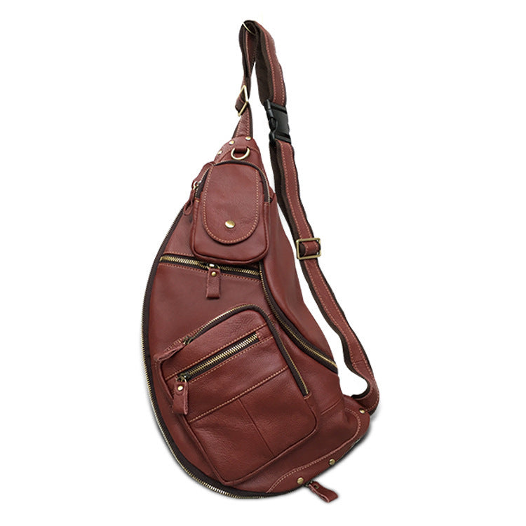 Large Capacity Retro Mens Cowhide Messenger Bag for Leisure Travel European American Style Black Brown Wine Red