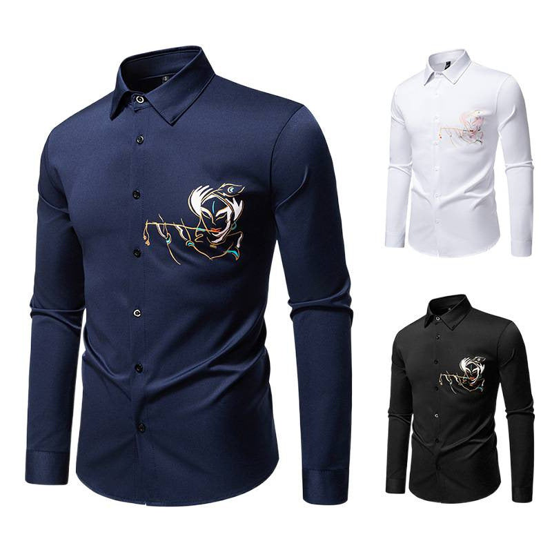 New Men's Long-sleeved Premium Printed Casual Shirt