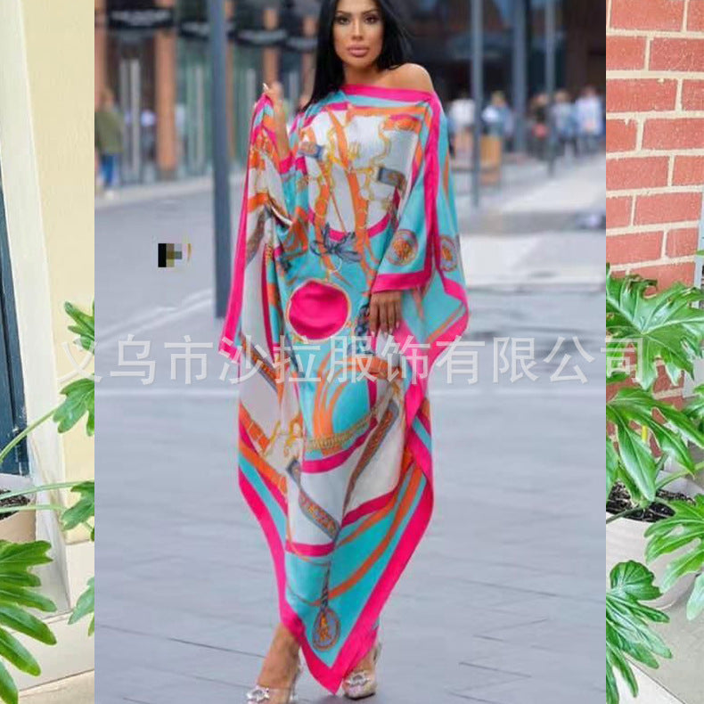 Loose Print Holiday Beach Dress Beach Cover-up