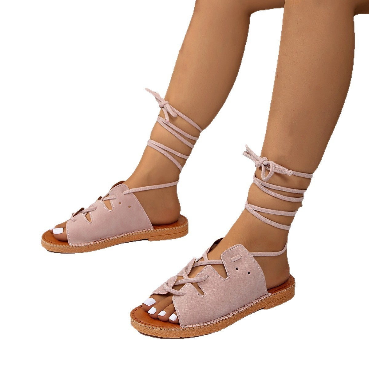 Summer Plus Size Hemp Rope Lace-Up Sandals - Women's Light Bottom Casual Shoes