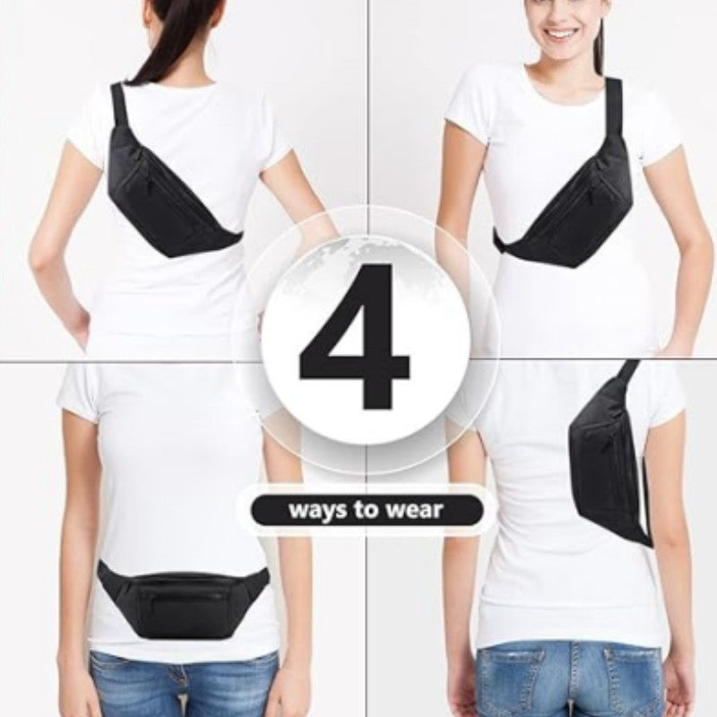 Womens Crossbody Travel Belt Bag Nylon Sandwich Pocket For Walking Running Cycling Leisure Travel Black Beige Dark Blue