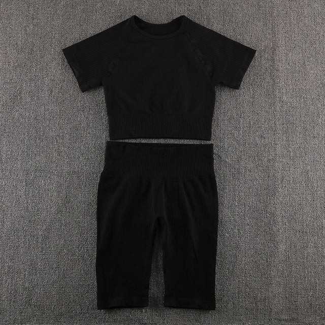 Seamless Yoga Set Breathable Nylon Spandex Quick Dry Sportswear For Women Gym Clothes All Season Size S M L