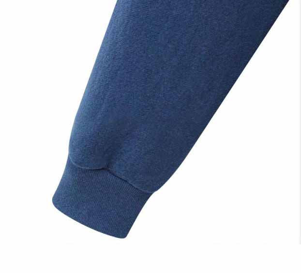 Blue heather fleece sleeve cuff