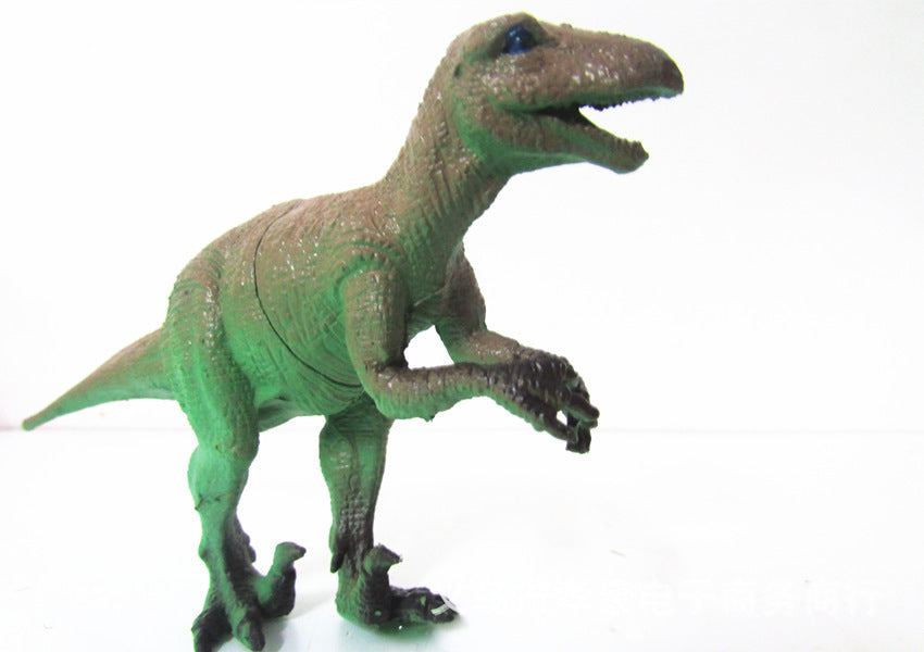 Green dinosaur model figure standing with arms out and detailed textured scales