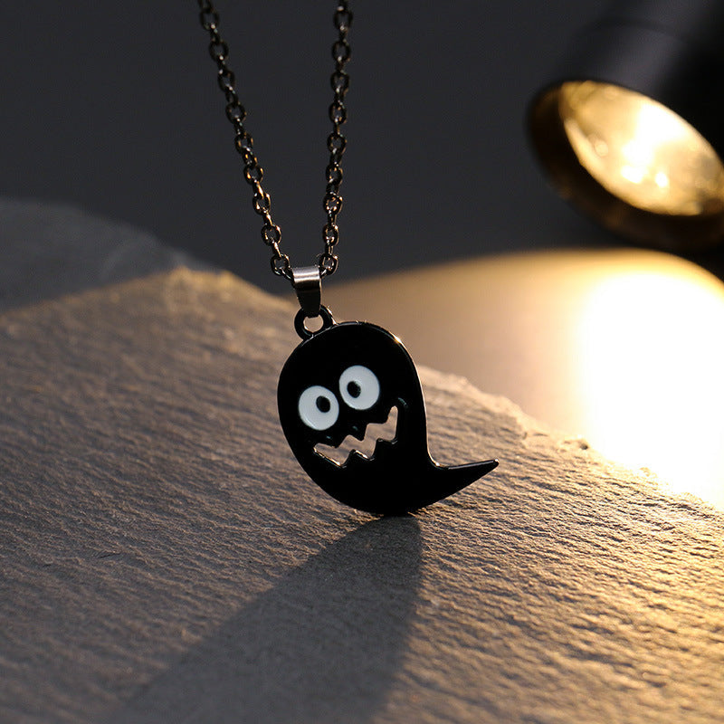 Halloween Gothic Skull Bat Pumpkin Pendant Necklace - Spooky Jewelry